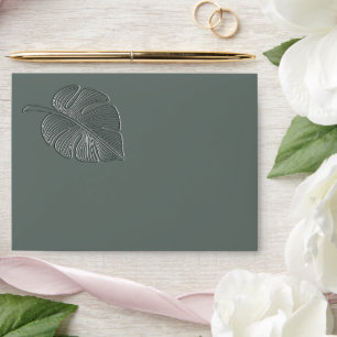 Modern gentle embossed tropical leaf envelope