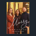 Modern Gentle Script, Merry Christmas Family Photo Holiday Card<br><div class="desc">Merriest Christmas. Celebrate the season with this family photo card (printed and / or instant download), in modern contemporary gentle romantic script themed layover. It is fully customisable and personalised with your own greeting messages. It is simple, easy, yet modern minimalist and festive. This is the perfect greeting card for...</div>
