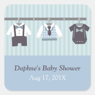 Modern Gentleman Baby Boy Shower Party Square Sticker