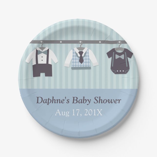Modern Gentleman Baby Boy Shower Party Supplies Paper Plate (Front)