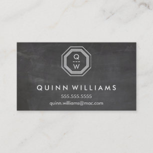 MODERN GEO MONOGRAM octogon geometric shape grey Business Card