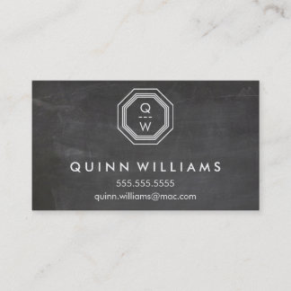MODERN GEO MONOGRAM octogon geometric shape grey Business Card
