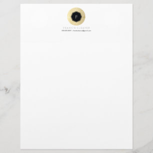 MODERN GEO OCTAGON monogram bold spot gold foil Letterhead