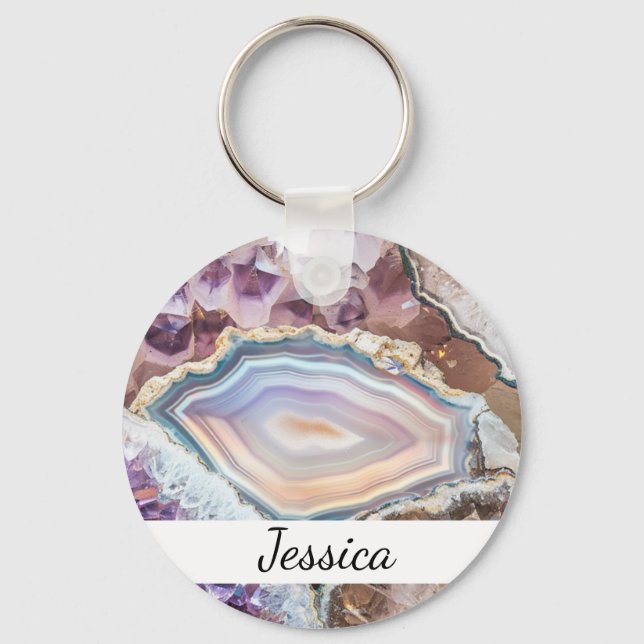 Modern Geode Crystal | Crystal Keychain (Front)