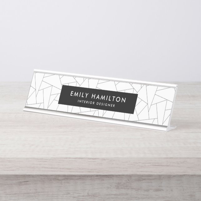 Modern Geometic | Personalized Desk Name Plate (Front)