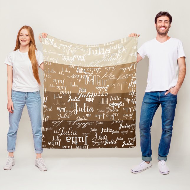 Modern geometric 4 tones of brown pattern of names fleece blanket (In Situ)