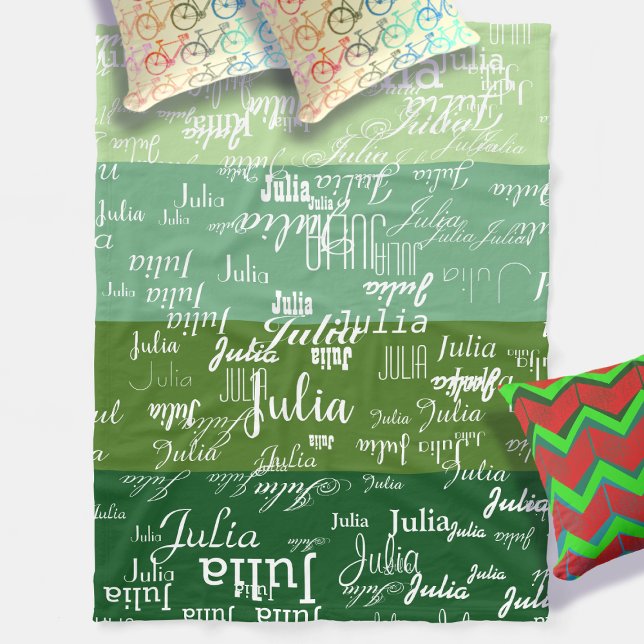 Modern Geometric 4 Tones of Green Pattern of Names Fleece Blanket (Creator Uploaded)