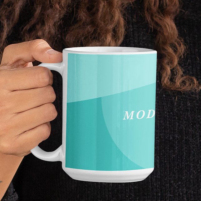 Modern geometric abstract aqua mint custom office coffee mug (Creator Uploaded)