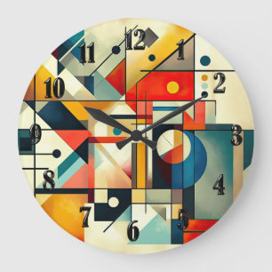 Modern Geometric Abstract Art Colourful Large Clock
