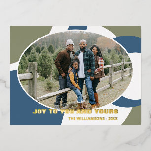 Modern Geometric Abstract Art Pattern Gold Foil Holiday Postcard