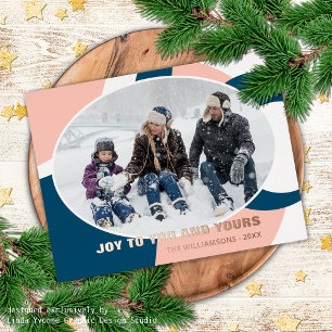 Modern Geometric Abstract Art Pattern Rose Gold Foil Holiday Postcard