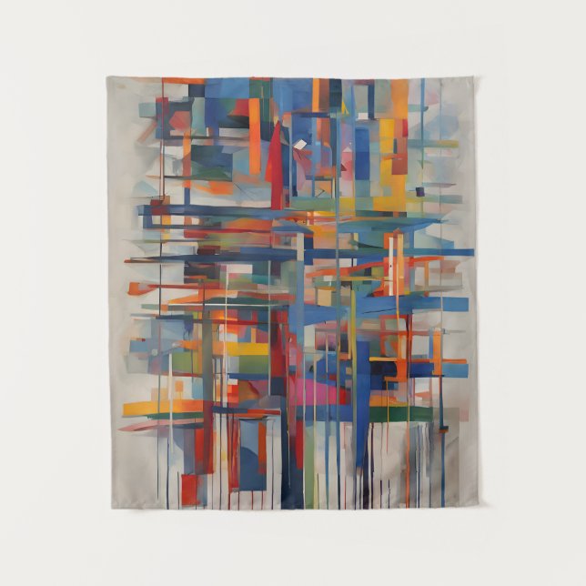 Modern Geometric Abstract Art Tapestry (Front)