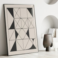 Modern Geometric Abstract Black and White Art 