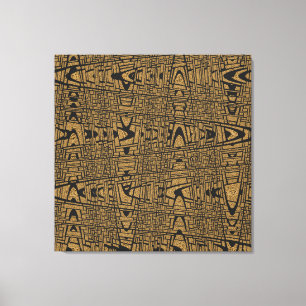 Modern Geometric Abstract Black Leopard Weave Wave Canvas Print