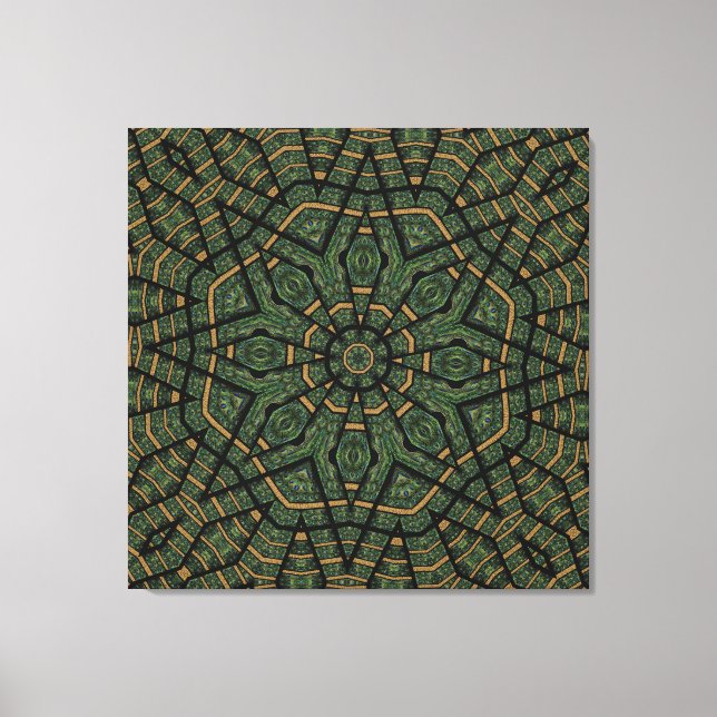 Modern Geometric Abstract Blue Green Peacock Canvas Print (Front)