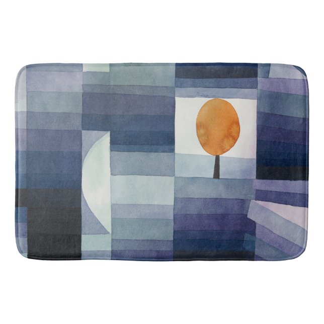 Modern Geometric Abstract Blue Orange Klee Bath Mat (Front)