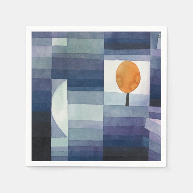 Modern Geometric Abstract Blue Orange Klee Napkin (Front)