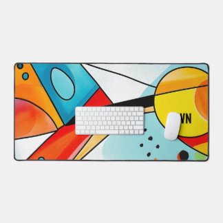 Modern Geometric Abstract Bright Colours Desk Mat