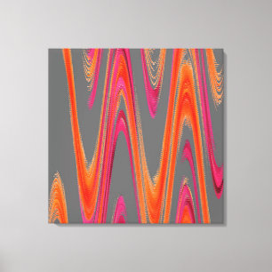 Modern Geometric Abstract Grey Orange Hot Pink Canvas Print