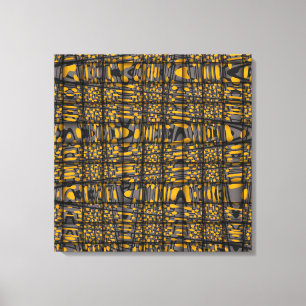 Modern Geometric Abstract Grey Orange Weave Wave Canvas Print