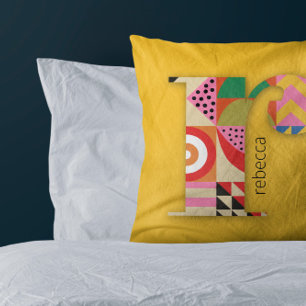 Modern Geometric Abstract Initial Named Throw Pillow