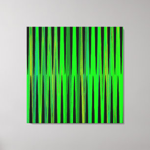 Modern Geometric Abstract Lime Green Black Wave Canvas Print