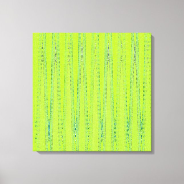 Modern Geometric Abstract Lime Green Wave Pattern Canvas Print (Front)