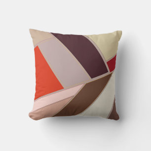 Modern Geometric Abstract Mosaic, Brown and Orange Throw Pillow