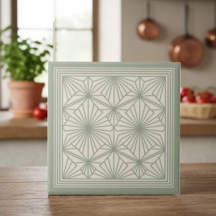 Modern Geometric Abstract Pat#22 Green ID1192 Tile