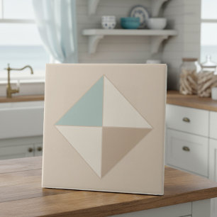 Modern Geometric Abstract Pat#4 Teal ID1192 Tile