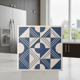 Modern Geometric Abstract Pat#5 Navy ID1192 Tile