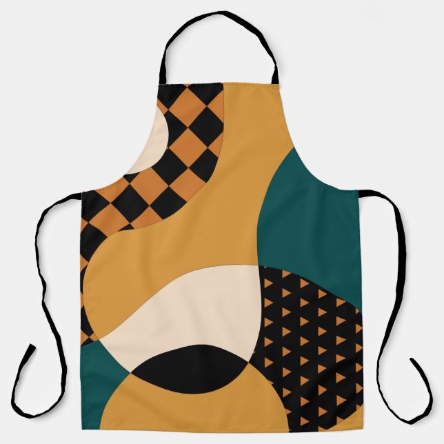 Modern geometric abstract patchwork pattern, wavy  apron (Front)