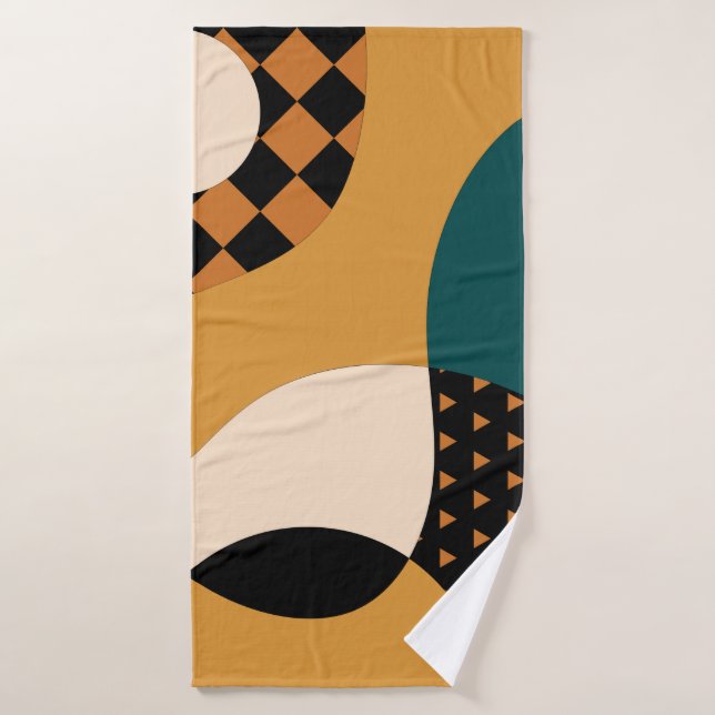Modern geometric abstract patchwork pattern, wavy  bath towel (Bath Towel)