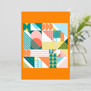 Modern Geometric Abstract Pattern Bold Retro  Invitation