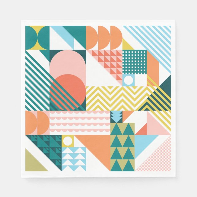 Modern Geometric Abstract Pattern Bold Retro  Napkin (Front)
