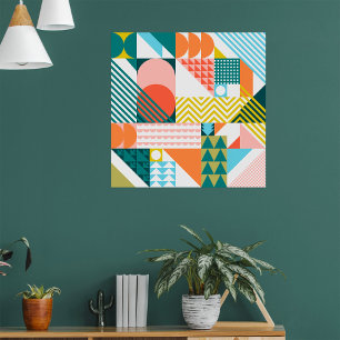 Modern Geometric Abstract Pattern Bold Retro  Poster