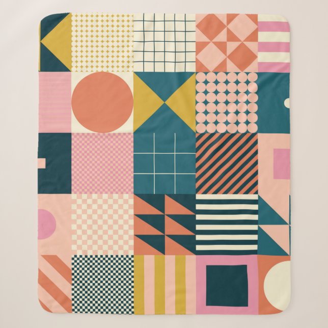 Modern geometric abstract pattern design with simp sherpa blanket (Front)