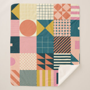 Modern geometric abstract pattern design with simp sherpa blanket