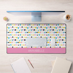 Modern Geometric Abstract Personalized First Name Desk Mat