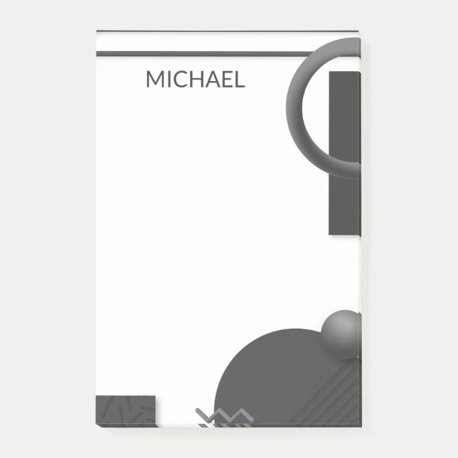 Modern Geometric Abstract Personalized Name Post-it Notes (Front)