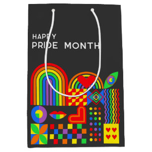 Modern Geometric Abstract Pride Month Rainbow Medium Gift Bag