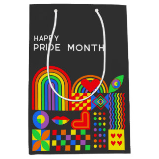Modern Geometric Abstract Pride Month Rainbow  Medium Gift Bag