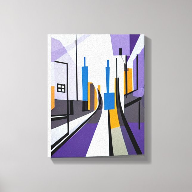 Modern Geometric Abstract Street Buildings Canvas Print (Front)