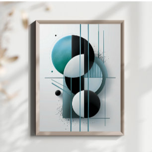 Modern Geometric Abstract Teal Elegant Minimalist Poster