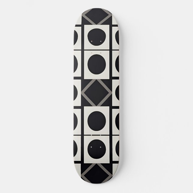 Modern Geometric Abstract With Circles Skateboard (Front)