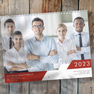 Modern Geometric Add Company Name Custom Photos Calendar