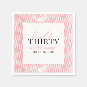Modern geometric and script 30th birthday party napkin