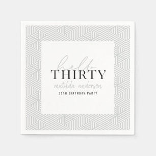 Modern geometric and script 30th birthday party napkin