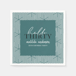 Modern geometric and script 30th birthday party napkin