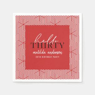 Modern geometric and script 30th birthday party napkin
